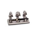 Bey Berk International Bey-Berk International R21C Antique Silver Plated See Hear & Speak No Evil Monkey Pen Holder R21C